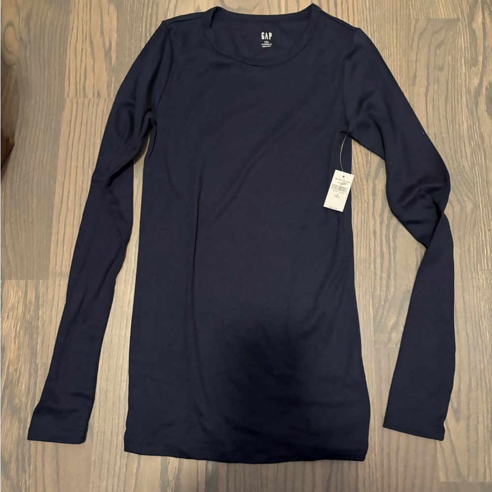 NEW GAP Women's Navy Long Sleeve Modern Tee ST Tall